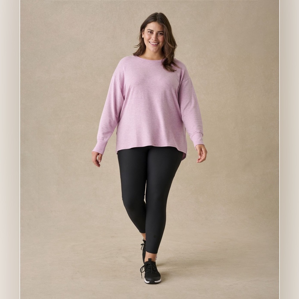 L.L. BEAN Women's SoftFlex Crewneck Dolman Sleeve Pullover Lilac Heather Size S